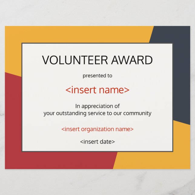 Volunteer Award (Front)