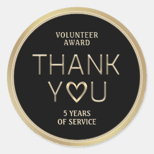 Volunteer Award Thank You for Years of Service Cla Classic Round Sticker
