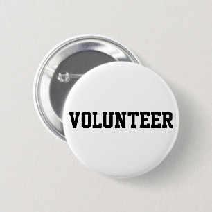 Volunteer Black and White 6 Cm Round Badge
