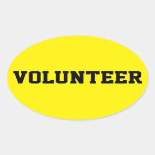 Volunteer Black and Yellow ID Event Badge Oval Sticker