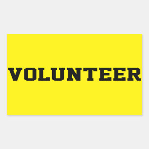 Volunteer Black and Yellow ID Event Badge Rectangular Sticker