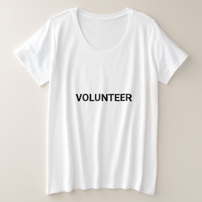 Volunteer black & white simple elegant modern plus size T-Shirt (Design Front)