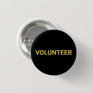 Volunteer black & yellow simple elegant pin button