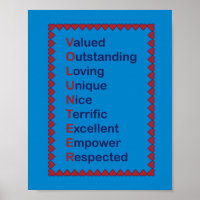 Volunteer Blue and Red Typography Hearts