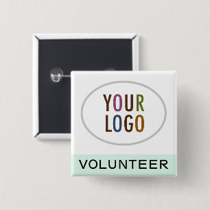 Volunteer Button Badge Pin Custom Logo Square Mint