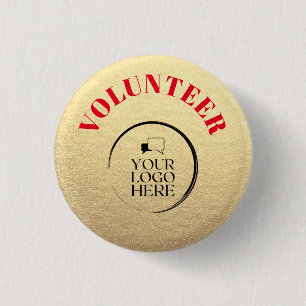 Volunteer Button Gold Badge with Custom Logo