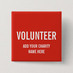 VOLUNTEER BUTTON PIN RED