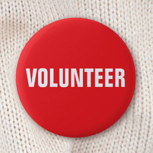 Volunteer button - red and white