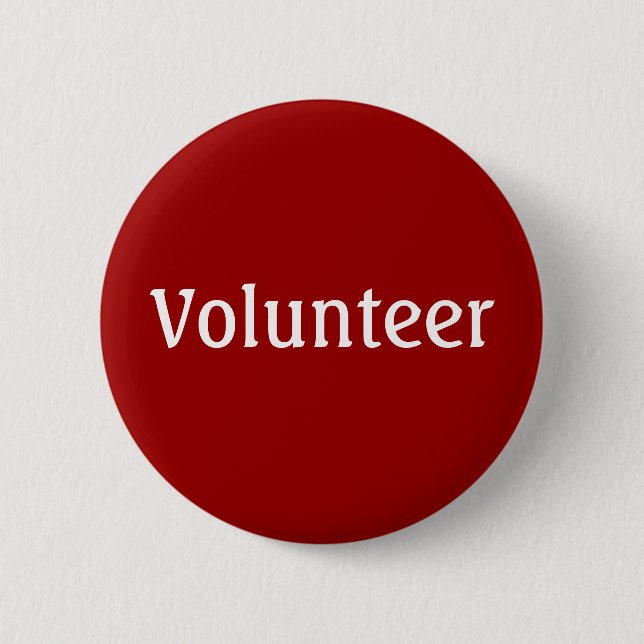 Volunteer Button - White on Red (Front)