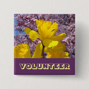 VOLUNTEER buttons Spring Daffodil Flowers Blossoms