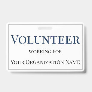 Volunteer Custom Name Badge Simple Text ID Badge
