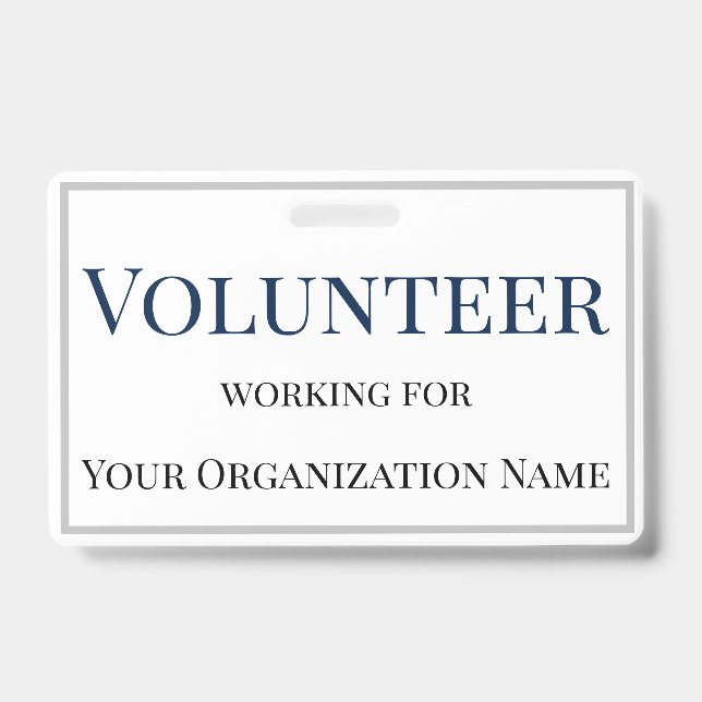Volunteer Custom Name Badge Simple Text ID Badge (Front)
