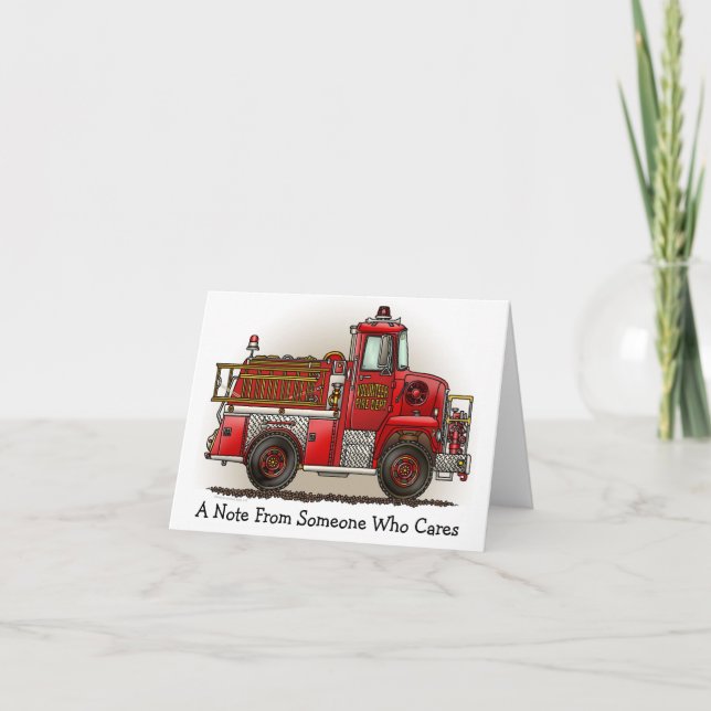 Volunteer Fire Truck Note Card (Front)