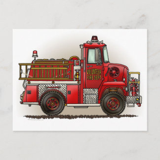 Volunteer Fire Truck Postcard