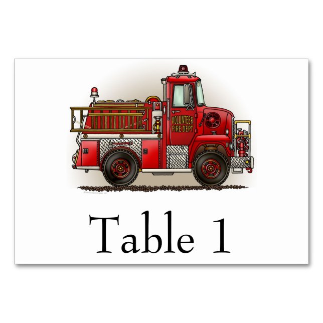 Volunteer Fire Truck Table Number (Back)