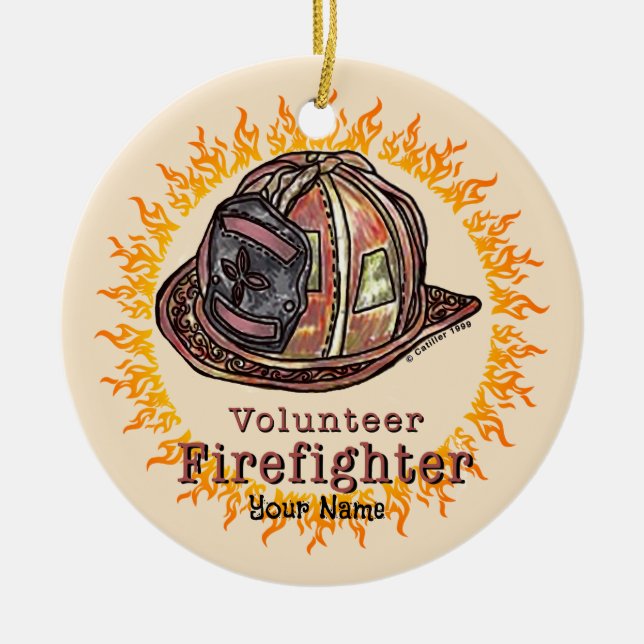 Volunteer Firefighter Ceramic Ornament (Front)