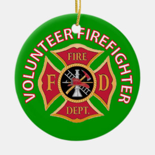 Volunteer Firefighter Custom Ceramic Tree Decoration