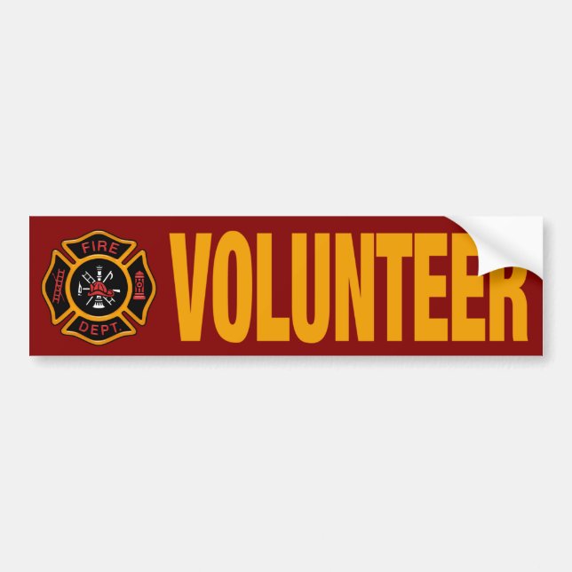 Volunteer Firefighter Fire Engine Red Bumper Sticker (Front)