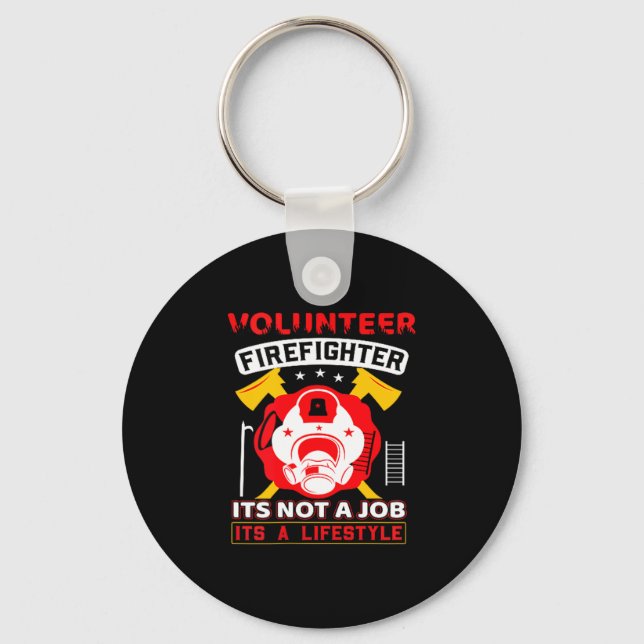 Volunteer Firefighter Fireman Gift Proud Firefight Key Ring (Front)