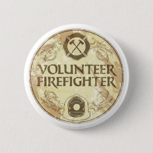 Volunteer Firefighter Grunge 6 Cm Round Badge