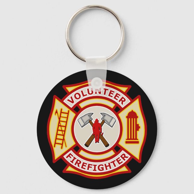 Volunteer Firefighter Maltese Cross Key Ring (Front)