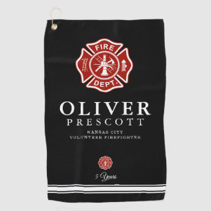 Volunteer Firefighter Maltese Cross Symbol Black Golf Towel