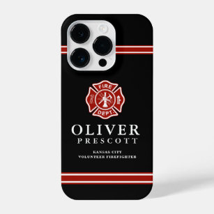 Volunteer Firefighter   Maltese Cross Symbol Black iPhone 14 Pro Case
