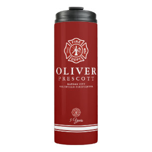 Volunteer Firefighter   Maltese Cross Symbol Red Thermal Tumbler