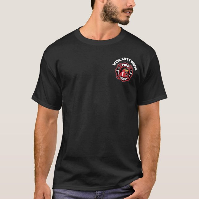 Volunteer Firefighter Modern Badge T-Shirt (Front)