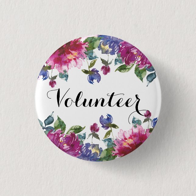 Volunteer floral purple female girly badge (Front)