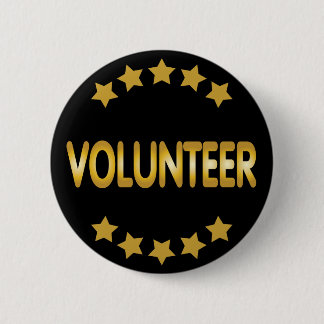 Volunteer gold and black with stars 6 cm round badge