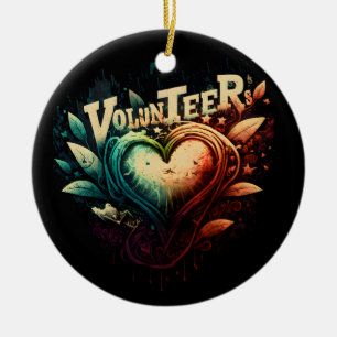 Volunteer heart ceramic tree decoration