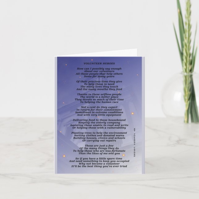 Volunteer Heroes Blank Greeting Card (Front)