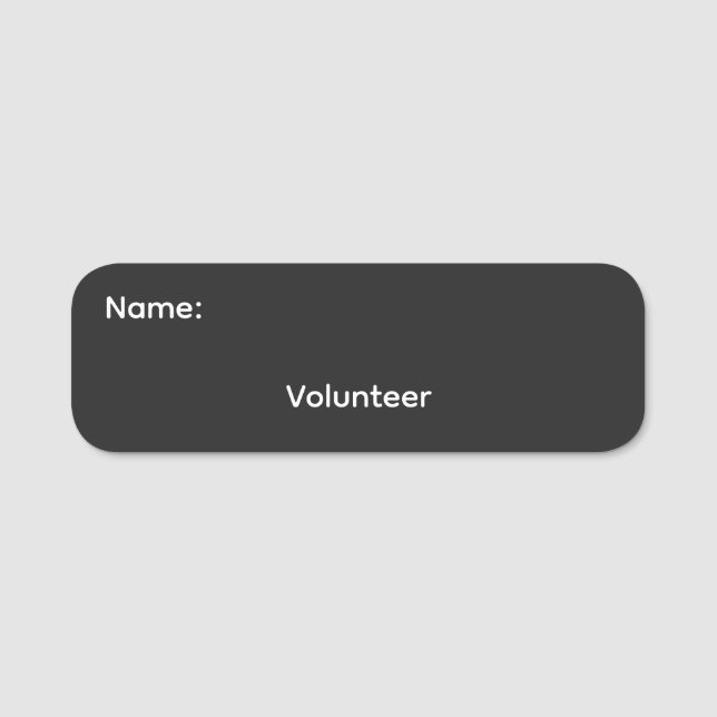 Volunteer Magnetic Name Tag (Front)