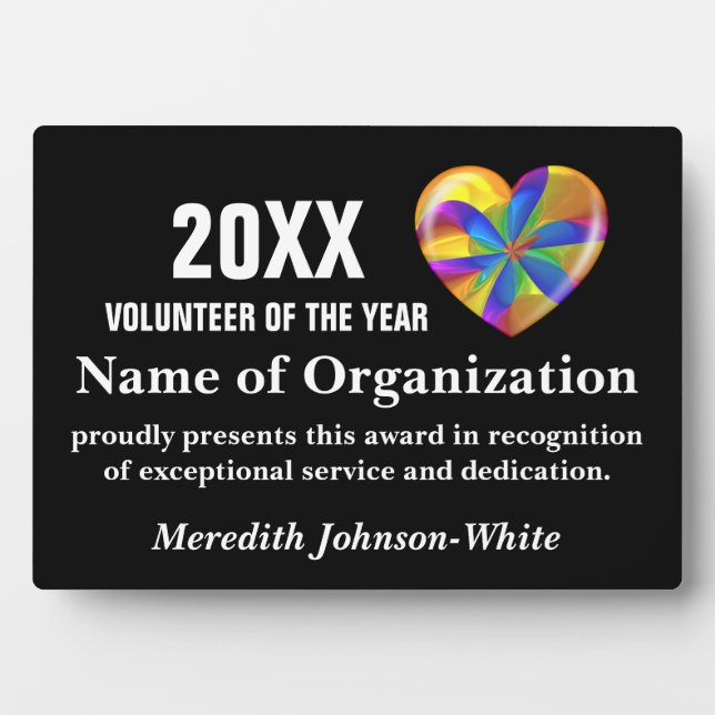 Volunteer of the Year Award Plaque (Front)