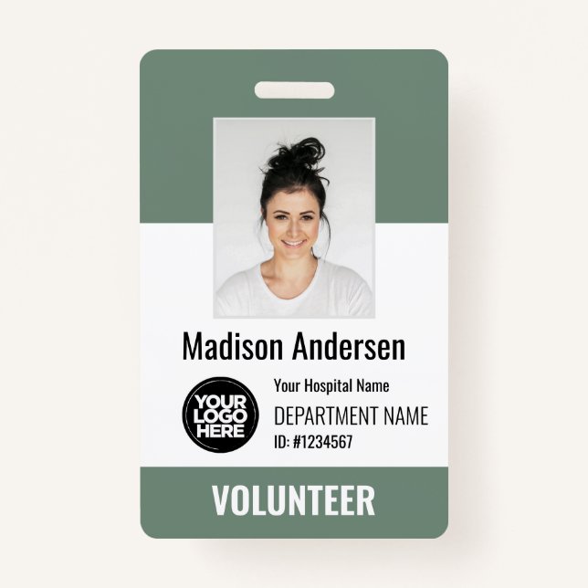 Volunteer Photo ID Badges with Clip or Lanyard (Front)