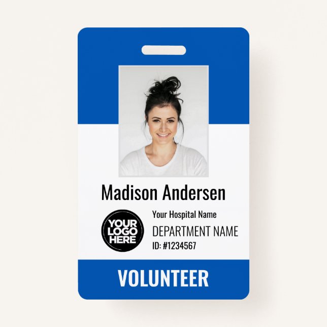 Volunteer Photo ID Badges with Clip or Lanyard (Front)