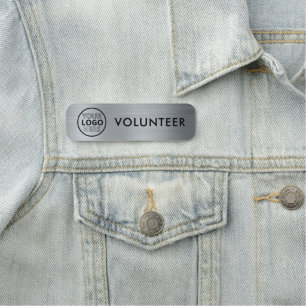 Volunteer Silver Metallic Finish Business Logo Name Tag