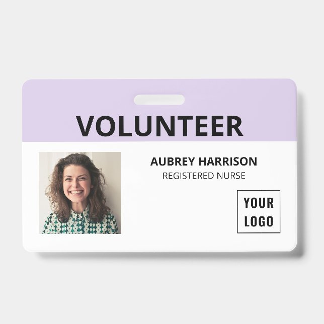 Volunteer Simple Photo ID Badge (Front)