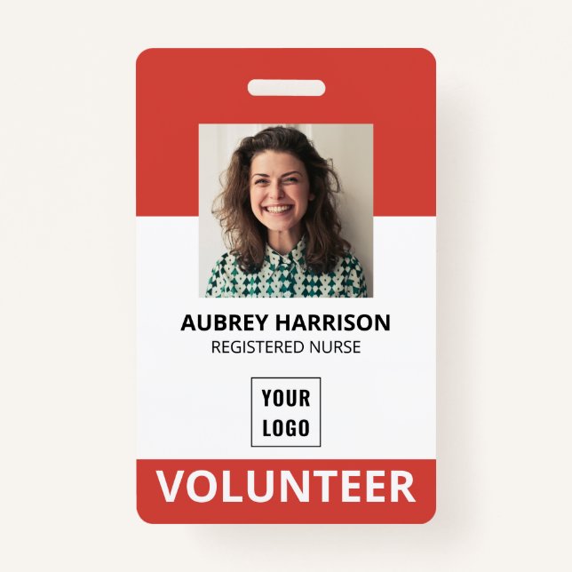 Volunteer Simple Photo ID ID Badge (Front)