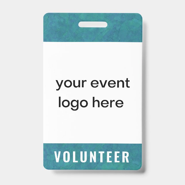 Volunteer Staff Event Badge Teal ID Badge (Front)
