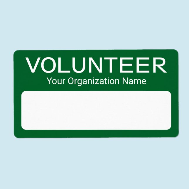 Volunteer Staff Name Tag Stickers Custom Green (MISOOK Green Volunteer Nametag Sticker)