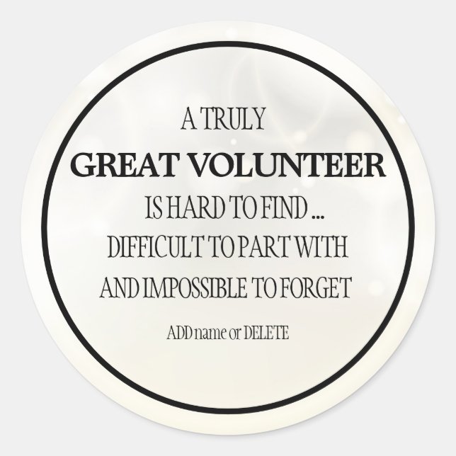 Volunteer thank you appreciation gift classic round sticker (Front)