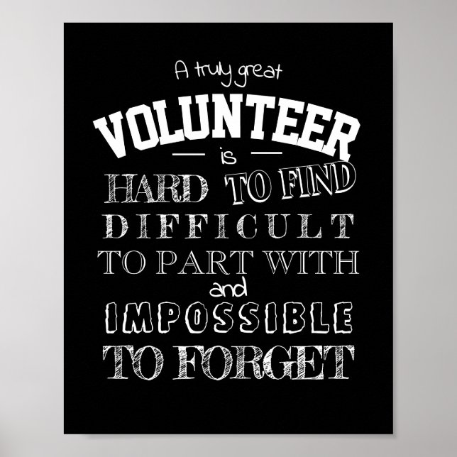 Volunteer Thank you Appreciation Gift script black Poster (Front)