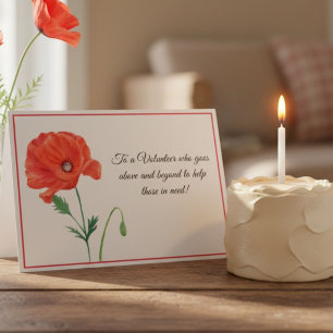 Volunteer Thank You Appreciation Red Poppy Card