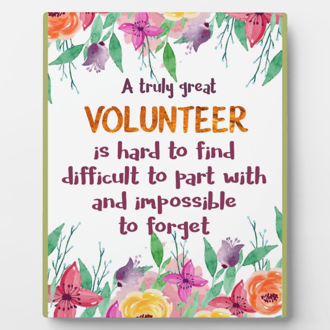 Volunteer Thank you Volunteer appreciation gift Plaque (Front)