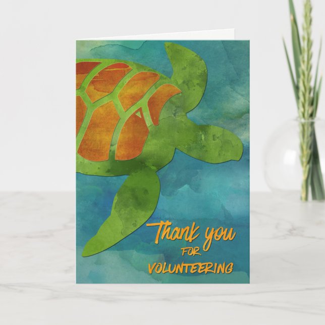 Volunteer Thanks Sea Turtle or MarineConservation Thank You Card (Front)