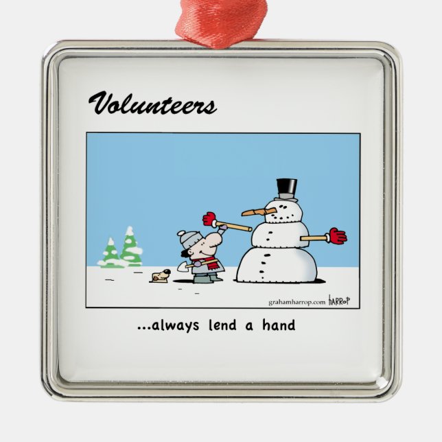 Volunteers always lend a hand! metal tree decoration (Front)