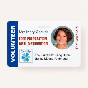 Volunteers ID Name Tag, Job Title & Logo Photo ID Badge