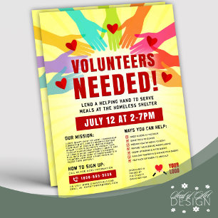 Volunteers Needed Charity Advertisement Hands Flyer